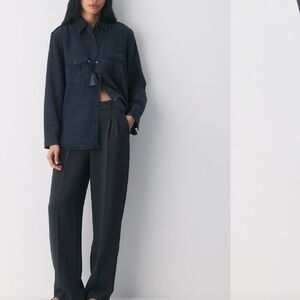 Aritzia Dark Blue Wide Leg Pants